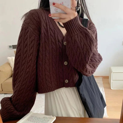 POWQUE Korean twist cardigan sweater for women - Soft Pastel - POWQUE URBAN STYLE
