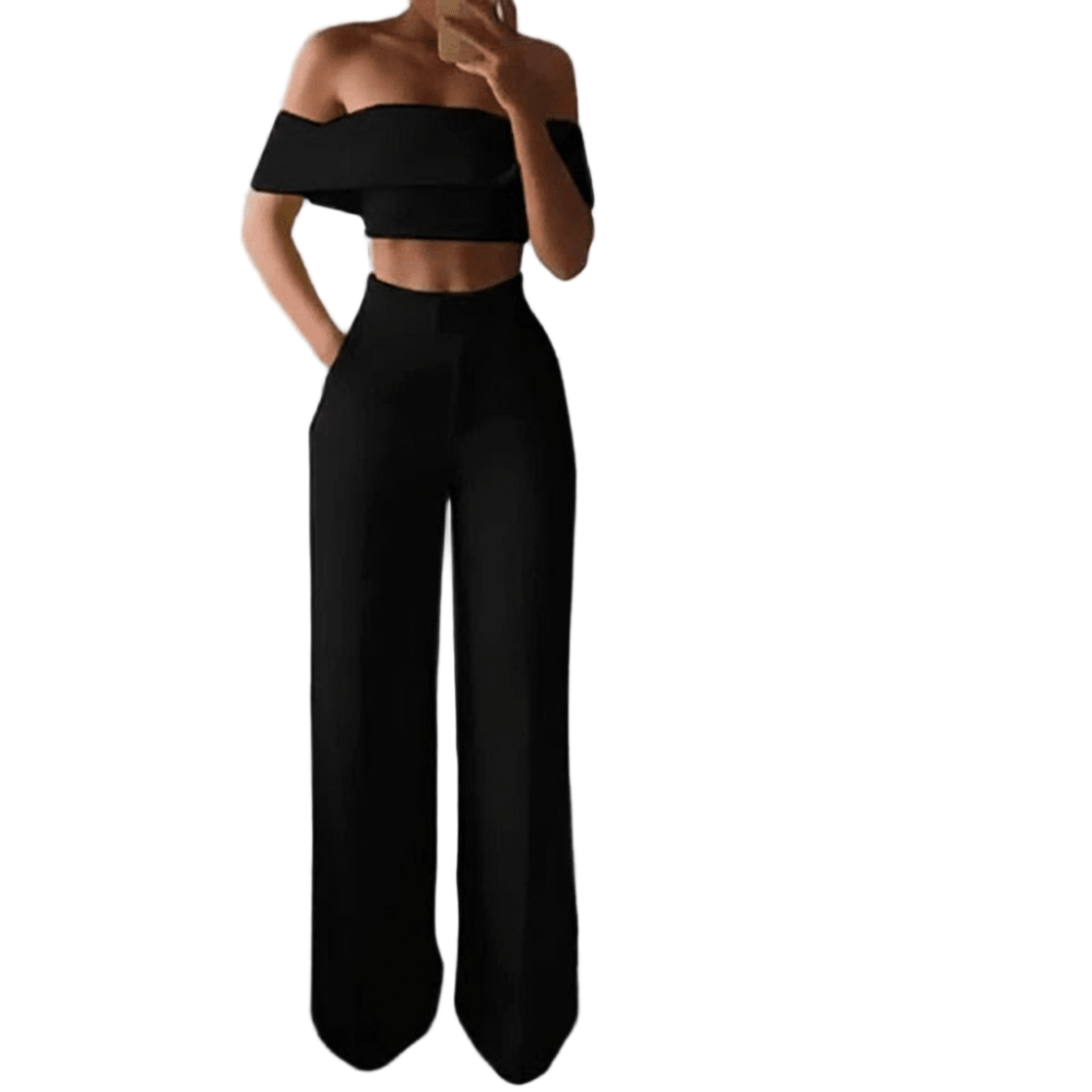 POWQUE Urban Chic Wide Leg Two - Piece Set for Women - POWQUE URBAN STYLE