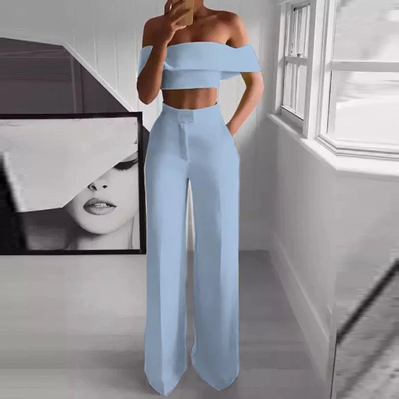 POWQUE Urban Chic Wide Leg Two - Piece Set for Women - POWQUE URBAN STYLE