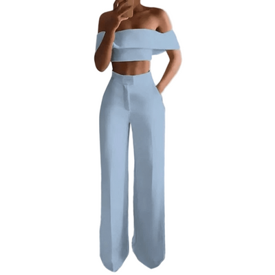 POWQUE Urban Chic Wide Leg Two - Piece Set for Women - POWQUE URBAN STYLE