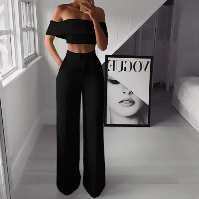 POWQUE Urban Chic Wide Leg Two - Piece Set for Women - POWQUE URBAN STYLE