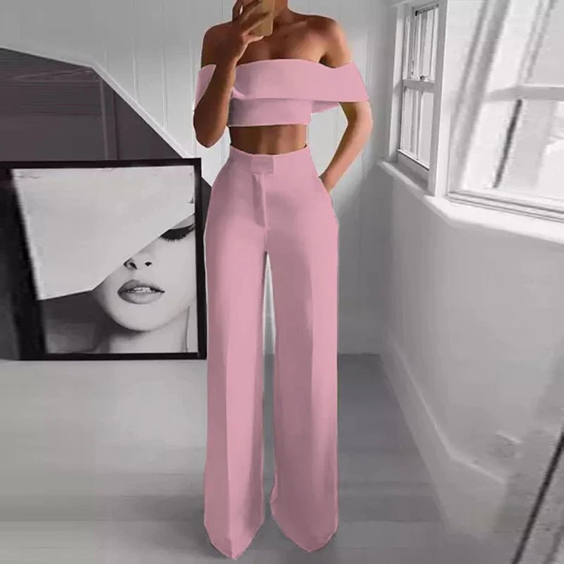 POWQUE Urban Chic Wide Leg Two - Piece Set for Women - POWQUE URBAN STYLE