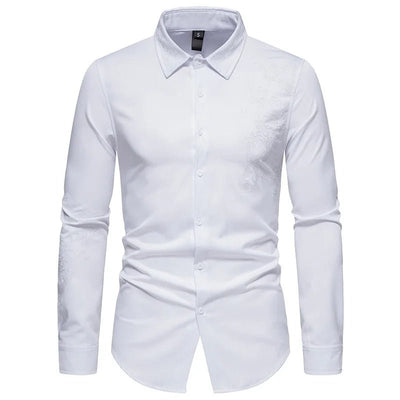 POWQUE Urban Dragon Embroidered Long Sleeve Shirt - POWQUE URBAN STYLE