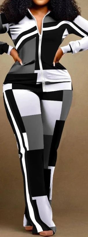 POWQUE Urban Geometric Two - Piece Set for Women - POWQUE URBAN STYLE