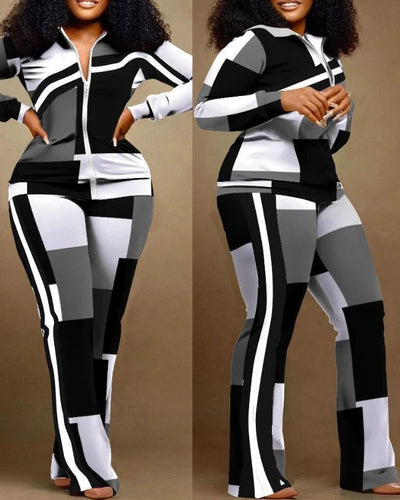 POWQUE Urban Geometric Two - Piece Set for Women - POWQUE URBAN STYLE