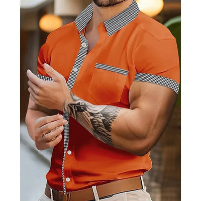 POWQUE Urban Houndstooth Short Sleeve Shirt - POWQUE URBAN STYLE