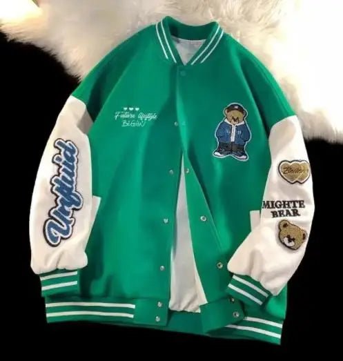 POWQUE Urban Men's Embroidered Bomber Jacket Blue Hoodie - POWQUE URBAN STYLE