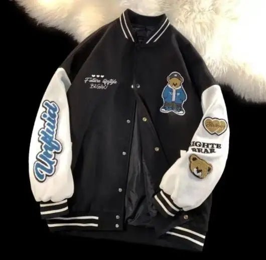 POWQUE Urban Men's Embroidered Bomber Jacket Blue Hoodie - POWQUE URBAN STYLE