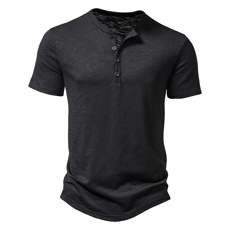 POWQUE Urban Men's Hip Hop T-Shirt Cotton Henley - POWQUE URBAN STYLE