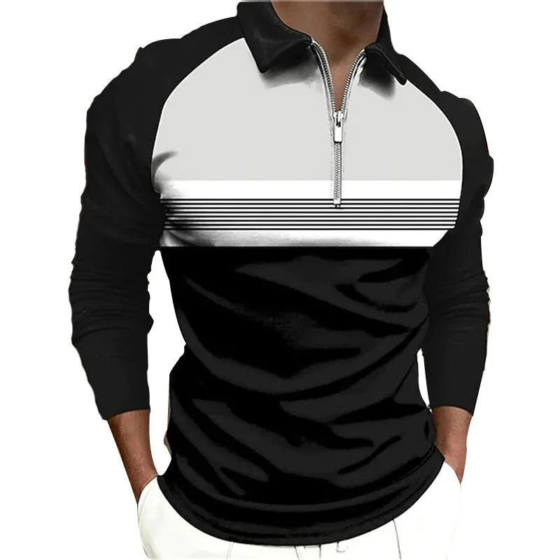 POWQUE Urban Men's Spring Polo Shirt 2024 - Zip Collar - POWQUE URBAN STYLE