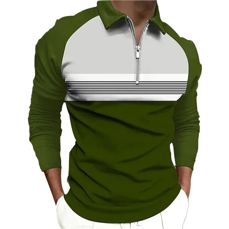 POWQUE Urban Men's Spring Polo Shirt 2024 - Zip Collar - POWQUE URBAN STYLE