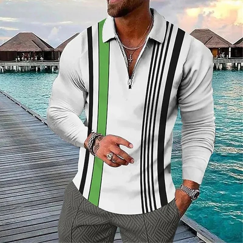 POWQUE Urban Men's Spring Polo Shirt 2024 - Zip Collar - POWQUE URBAN STYLE