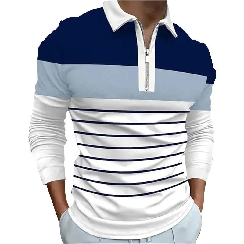 POWQUE Urban Men's Spring Polo Shirt 2024 - Zip Collar - POWQUE URBAN STYLE