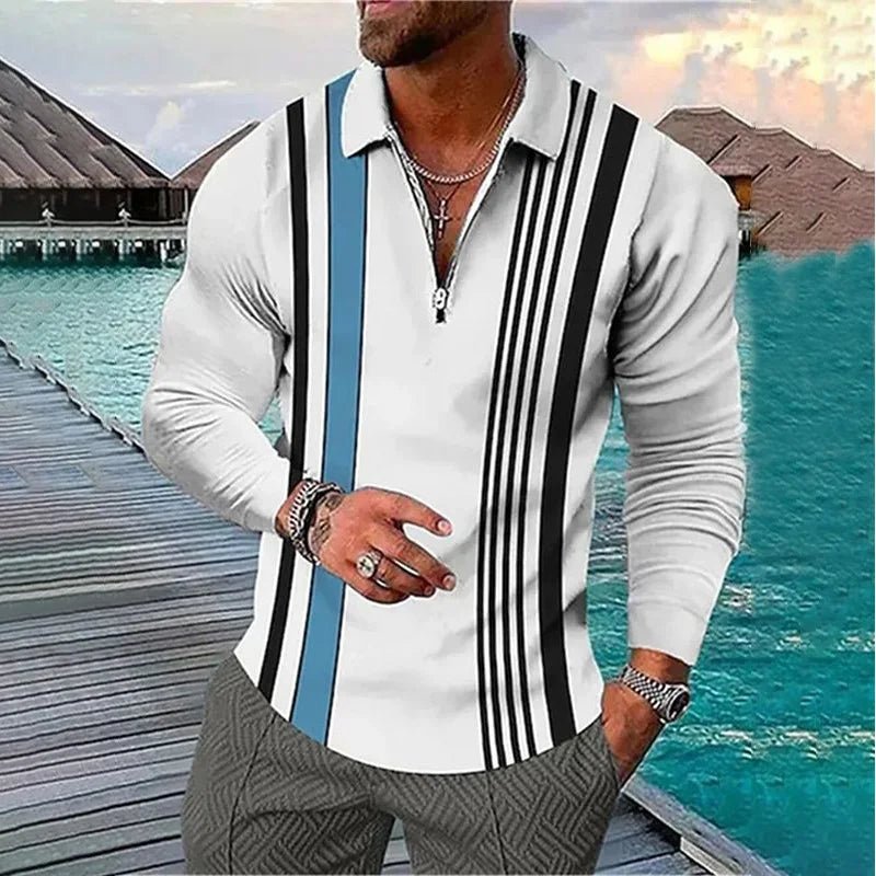 POWQUE Urban Men's Spring Polo Shirt 2024 - Zip Collar - POWQUE URBAN STYLE