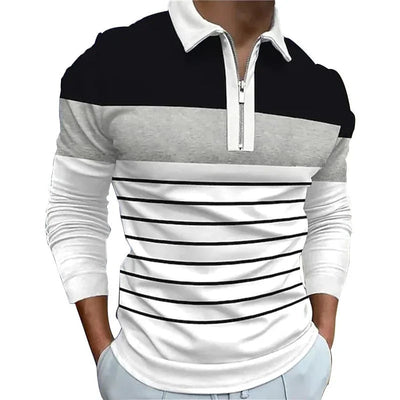 POWQUE Urban Men's Spring Polo Shirt 2024 - Zip Collar - POWQUE URBAN STYLE