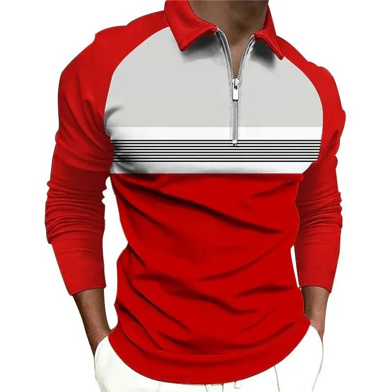 POWQUE Urban Men's Spring Polo Shirt 2024 - Zip Collar - POWQUE URBAN STYLE