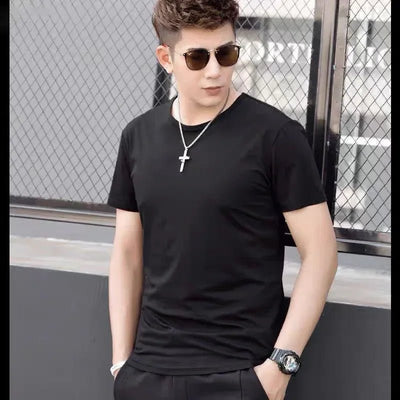 POWQUE Urban Men's Summer Casual T-Shirt - Black - POWQUE URBAN STYLE