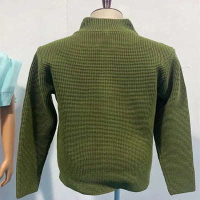 POWQUE Urban Military Green Sweater Coat Men Casual - POWQUE URBAN STYLE