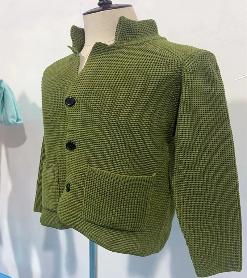 POWQUE Urban Military Green Sweater Coat Men Casual - POWQUE URBAN STYLE