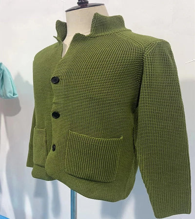 POWQUE Urban Military Green Sweater Coat Men Casual - POWQUE URBAN STYLE