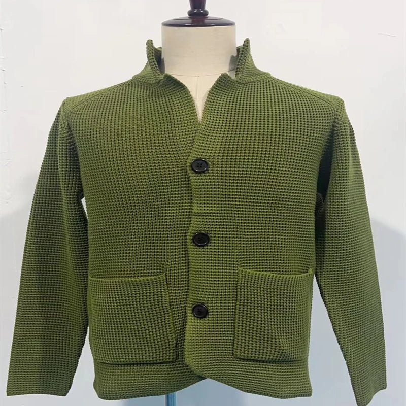 POWQUE Urban Military Green Sweater Coat Men Casual - POWQUE URBAN STYLE