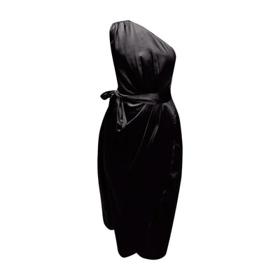 POWQUE Urban Ruffle Shoulder Evening Dress - POWQUE URBAN STYLE