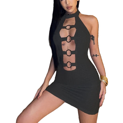 POWQUE Urban Sexy Halter Dress for Women - Bold Style - POWQUE URBAN STYLE