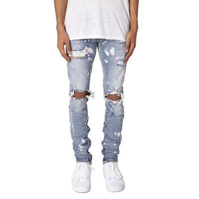 POWQUE Urban Slim Fit Ripped Jeans Men Distressed Style - POWQUE URBAN STYLE