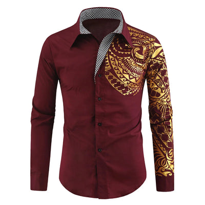 POWQUE Urban Slim Fit Stamped Men's Shirt - Bold Design - POWQUE URBAN STYLE