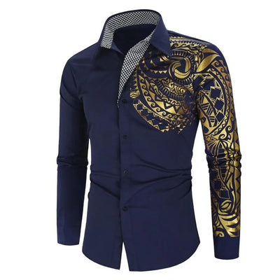 POWQUE Urban Slim Fit Stamped Men's Shirt - Bold Design - POWQUE URBAN STYLE