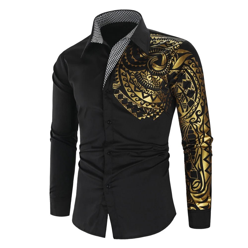 POWQUE Urban Slim Fit Stamped Men's Shirt - Bold Design - POWQUE URBAN STYLE