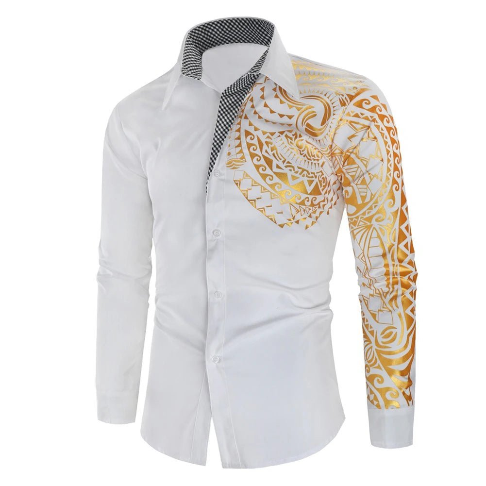 POWQUE Urban Slim Fit Stamped Men's Shirt - Bold Design - POWQUE URBAN STYLE