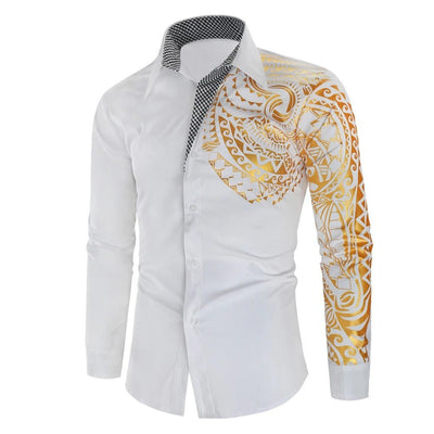 POWQUE Urban Slim Fit Stamped Men's Shirt - Bold Design - POWQUE URBAN STYLE
