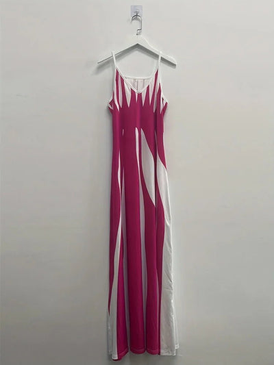 POWQUE URBAN STYLE Chic Abstract Print Maxi Dress - POWQUE URBAN STYLE