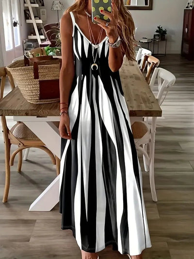 POWQUE URBAN STYLE Chic Abstract Print Maxi Dress - POWQUE URBAN STYLE