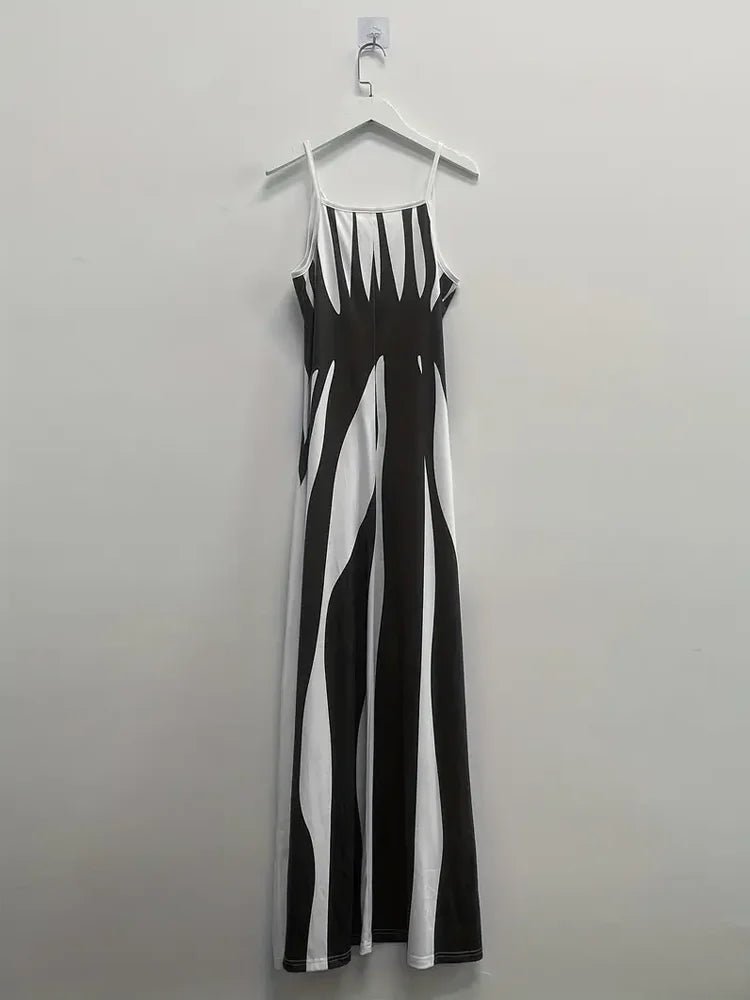 POWQUE URBAN STYLE Chic Abstract Print Maxi Dress - POWQUE URBAN STYLE