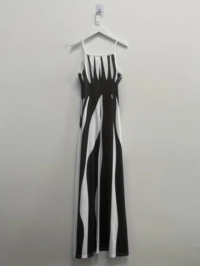 POWQUE URBAN STYLE Chic Abstract Print Maxi Dress - POWQUE URBAN STYLE