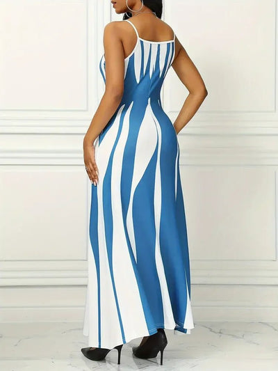 POWQUE URBAN STYLE Chic Abstract Print Maxi Dress - POWQUE URBAN STYLE