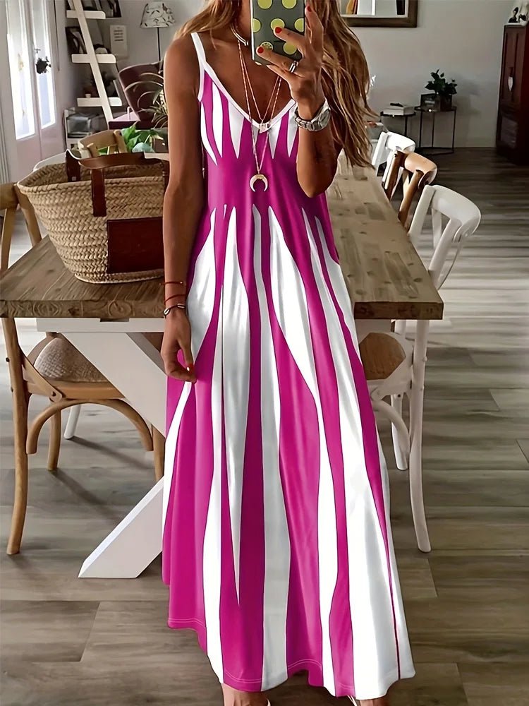 POWQUE URBAN STYLE Chic Abstract Print Maxi Dress - POWQUE URBAN STYLE
