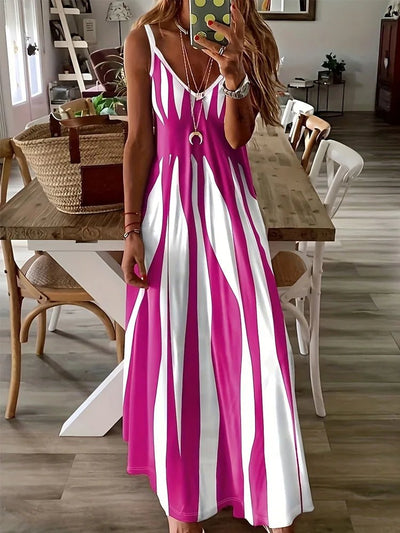 POWQUE URBAN STYLE Chic Abstract Print Maxi Dress - POWQUE URBAN STYLE