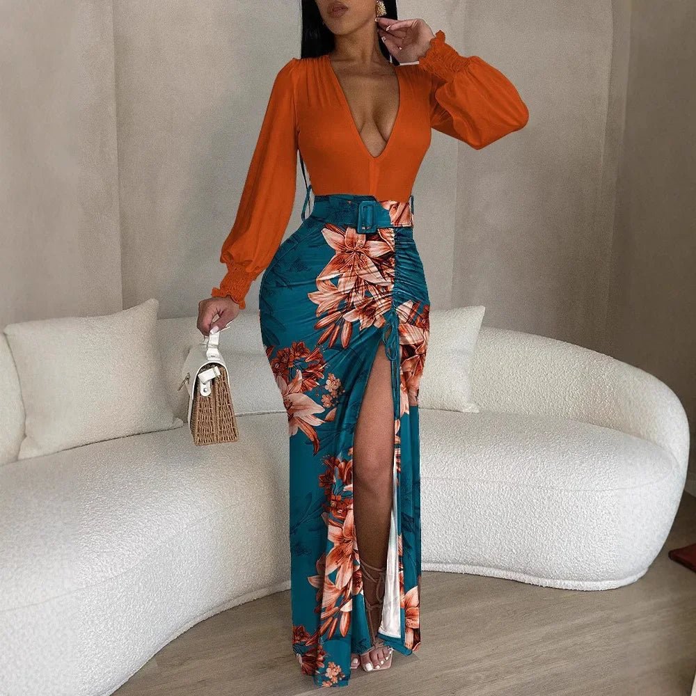 POWQUE URBAN STYLE Chic V - Neck Asymmetrical Dress - POWQUE URBAN STYLE