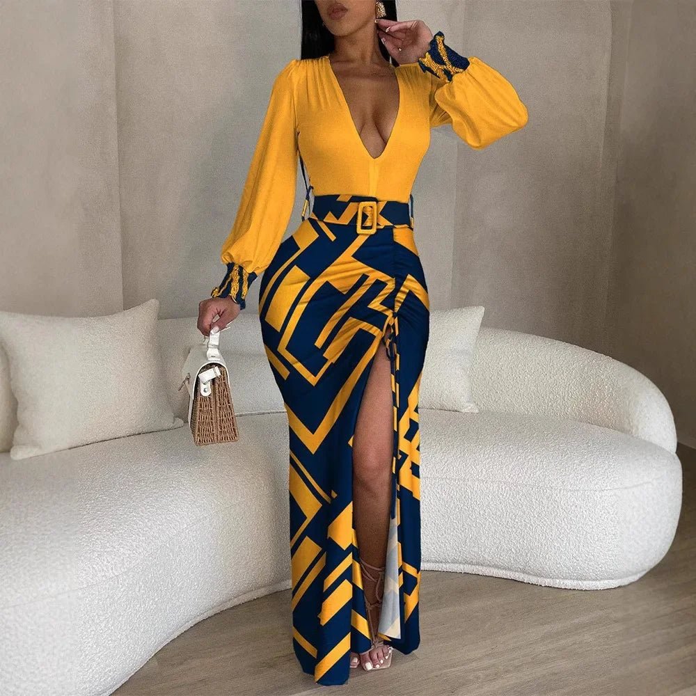 POWQUE URBAN STYLE Chic V - Neck Asymmetrical Dress - POWQUE URBAN STYLE