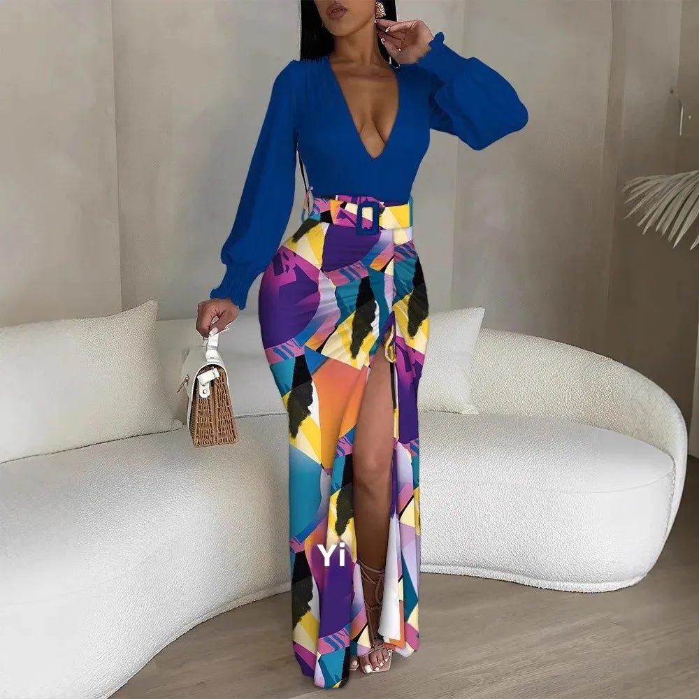 POWQUE URBAN STYLE Chic V - Neck Asymmetrical Dress - POWQUE URBAN STYLE