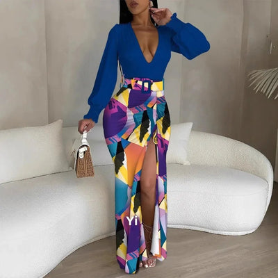 POWQUE URBAN STYLE Chic V - Neck Asymmetrical Dress - POWQUE URBAN STYLE