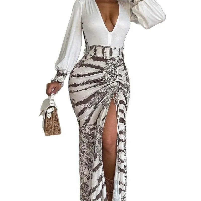 POWQUE URBAN STYLE Chic V - Neck Asymmetrical Dress - POWQUE URBAN STYLE