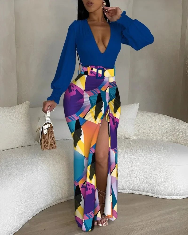 POWQUE URBAN STYLE Chic V - Neck Asymmetrical Dress - POWQUE URBAN STYLE