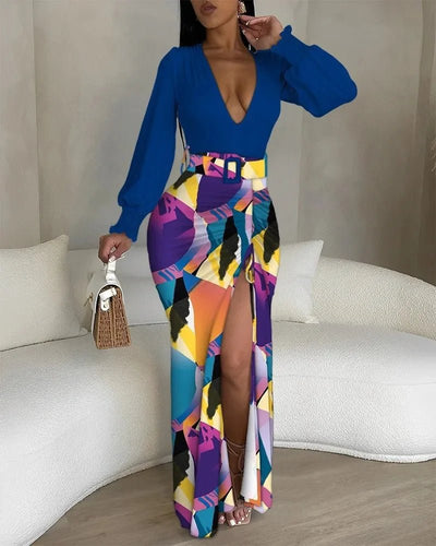 POWQUE URBAN STYLE Chic V - Neck Asymmetrical Dress - POWQUE URBAN STYLE