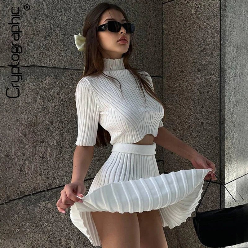 POWQUE URBAN STYLE Chic Women's Knitted Dress Set - POWQUE URBAN STYLE