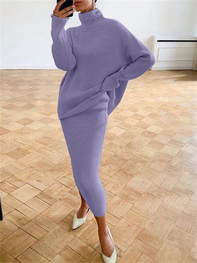POWQUE URBAN STYLE Cozy Knit Dress Set for Women - POWQUE URBAN STYLE