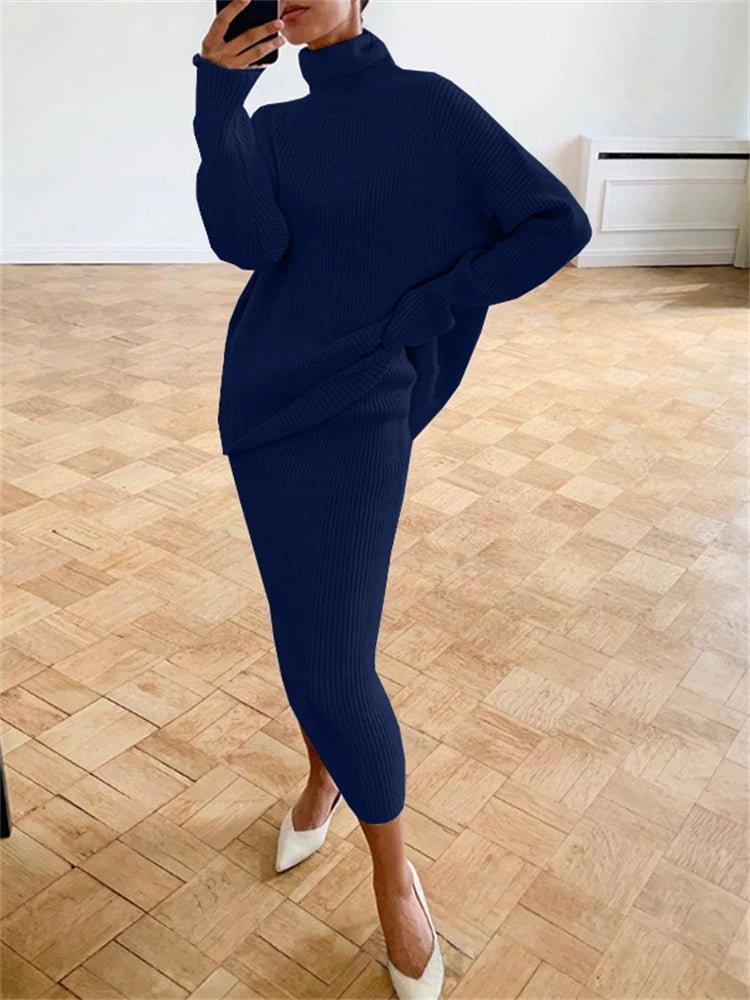 POWQUE URBAN STYLE Cozy Knit Dress Set for Women - POWQUE URBAN STYLE